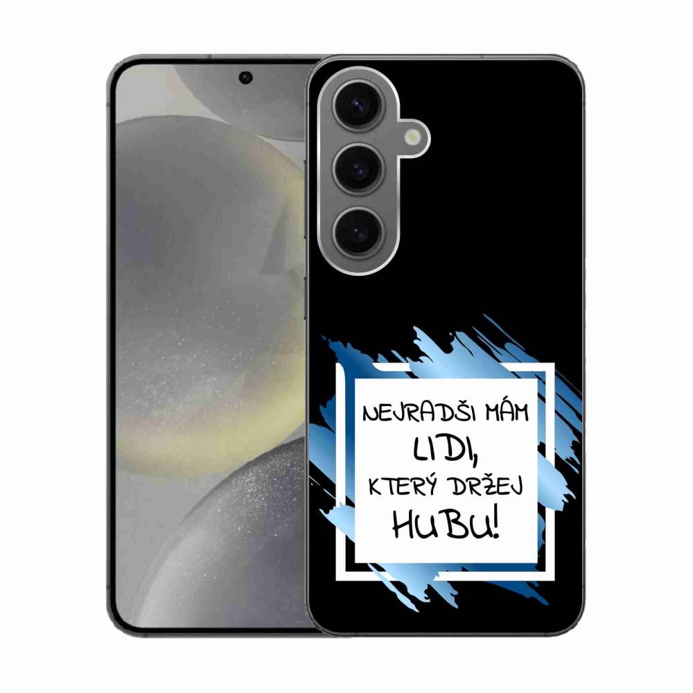 Gélový kryt mmCase na Samsung Galaxy S24 - vtipný text 7 bieločierne pozadie