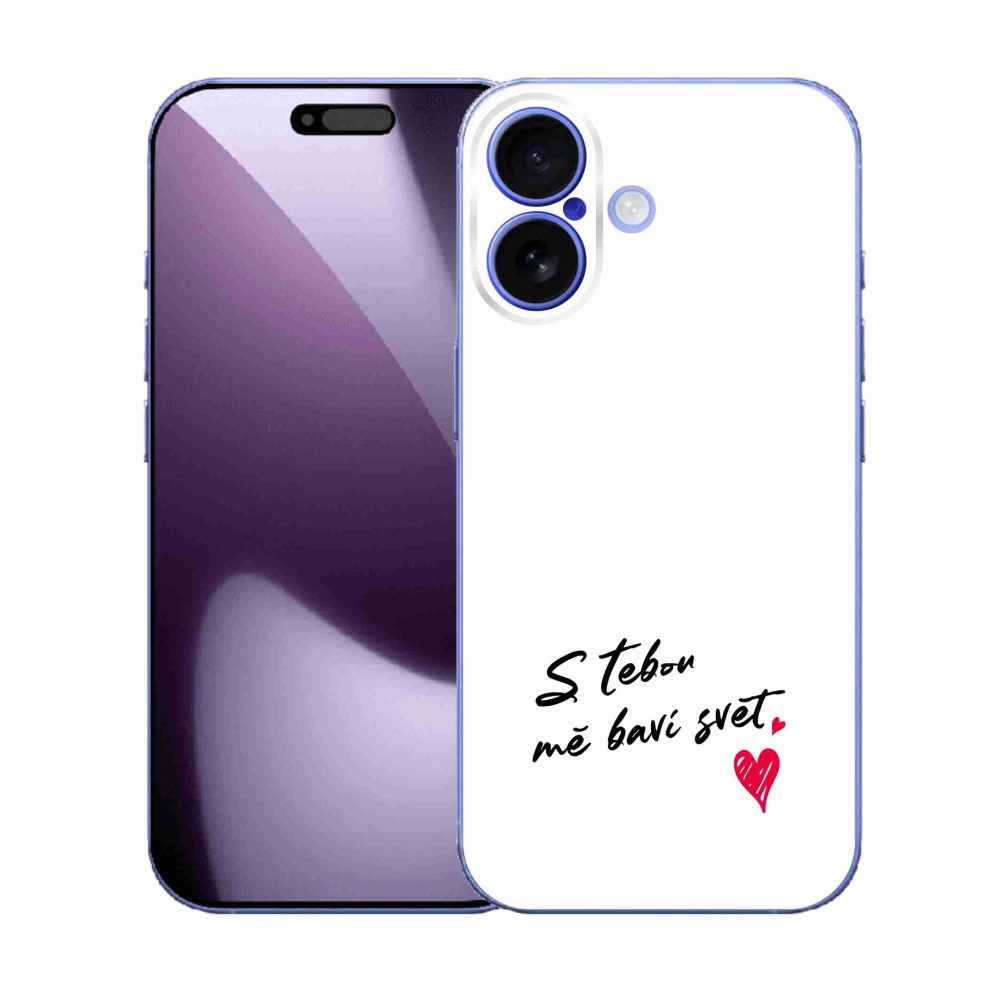 Gélový kryt mmCase na iPhone 17 - zamilovaný text 1 biele pozadie