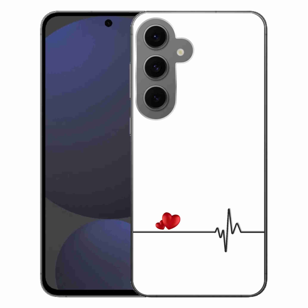 Gélový kryt mmCase na Samsung Galaxy S24 FE - srdce a tep biele pozadie