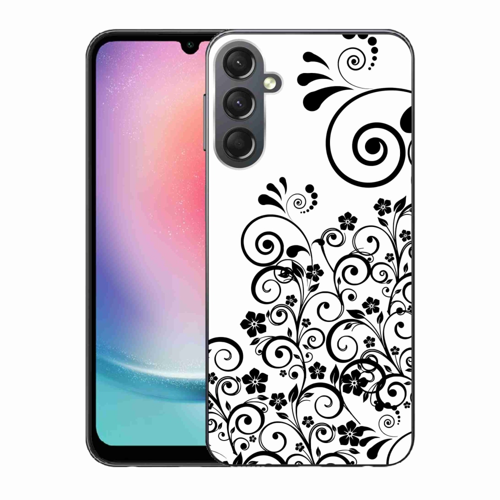 Gélový kryt mmCase na Samsung Galaxy A24 - čiernobiele kvetinové vzory
