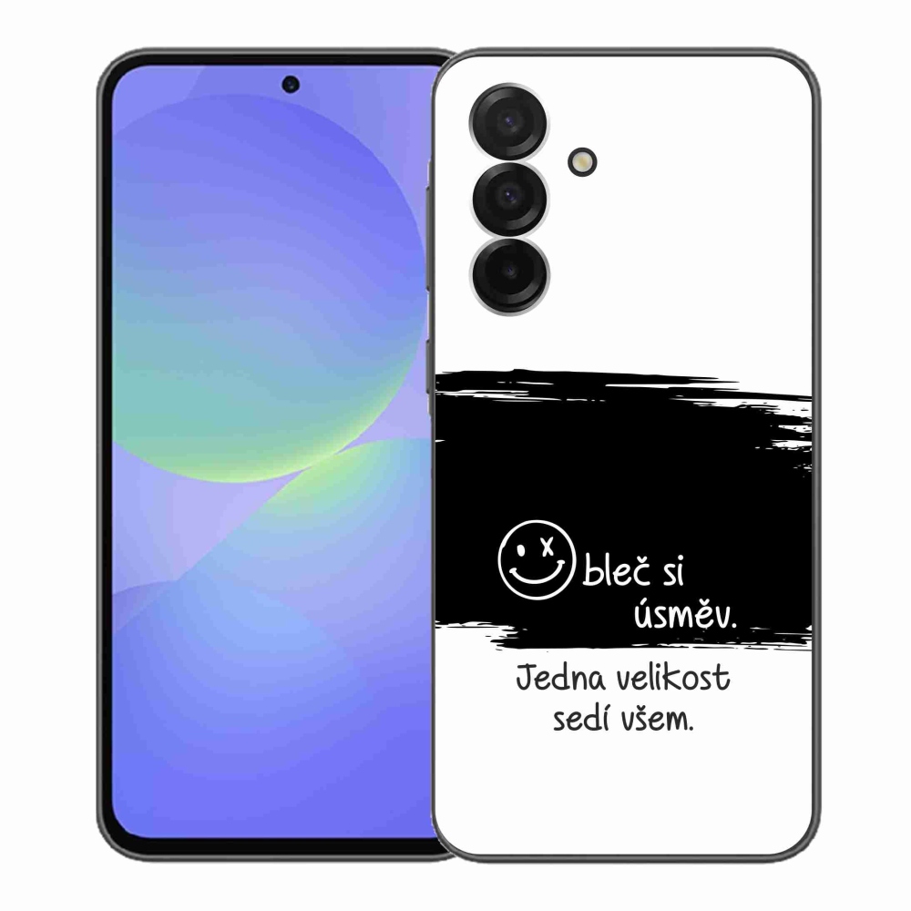Gélový kryt mmCase na Samsung Galaxy A36 5G - vtipný text 8 čiernobiele pozadie
