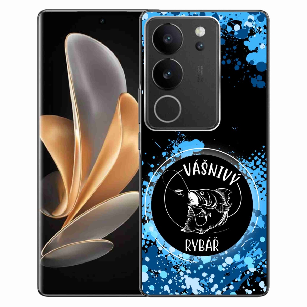 Gélový kryt mmCase na Vivo V29 5G - vášnivý rybár čierne pozadie
