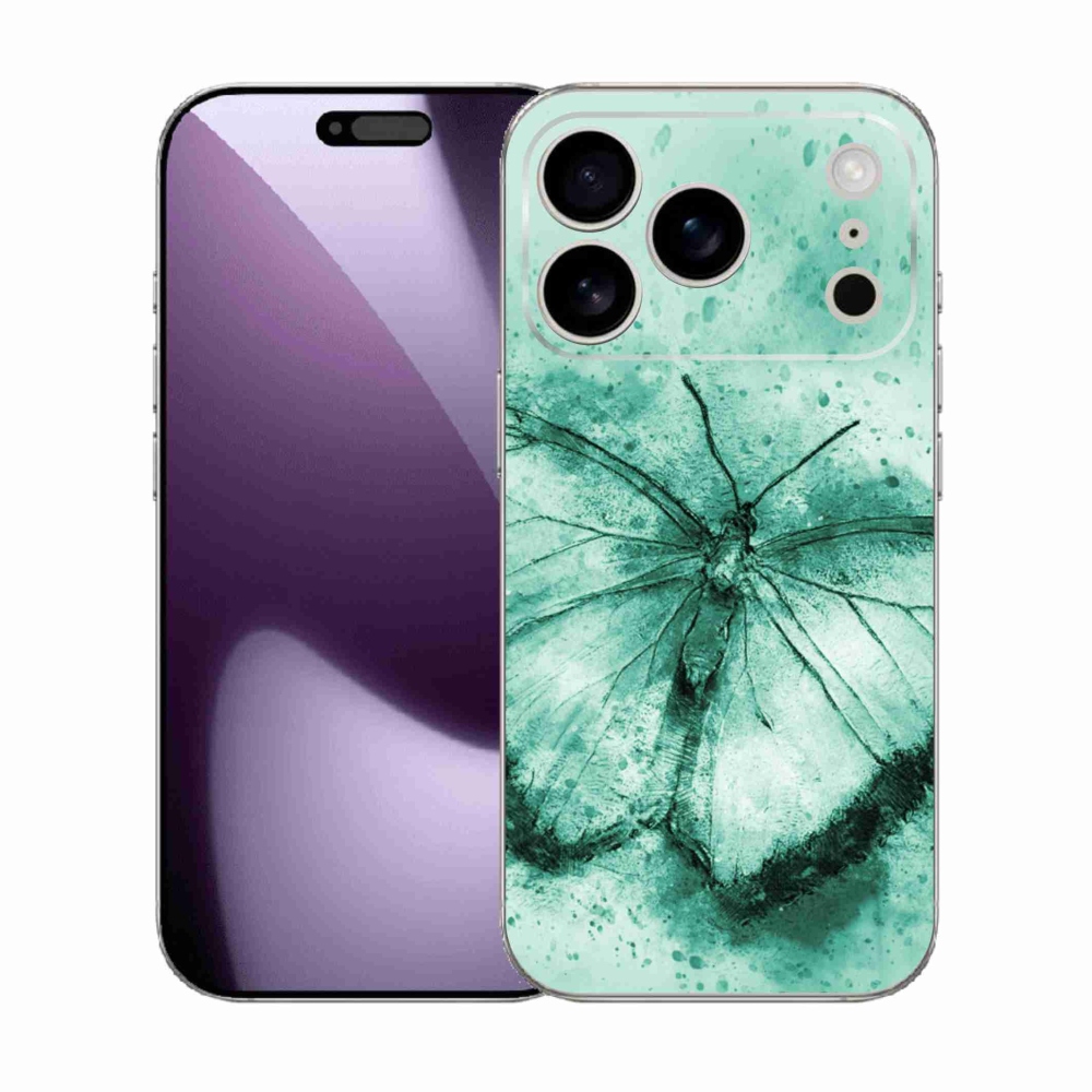 Gélový kryt mmCase na iPhone 17 Pro - zelený motýľ