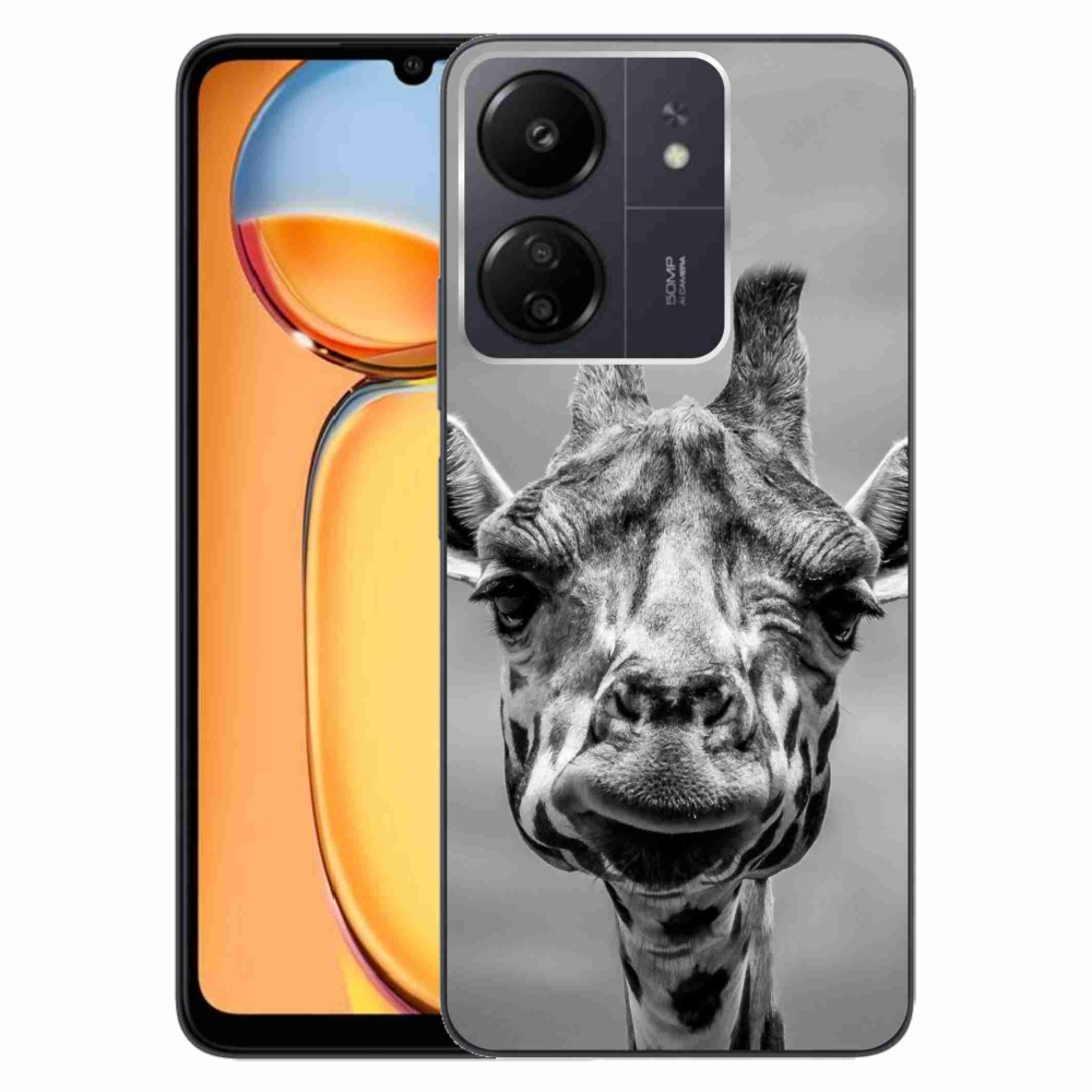 Gélový kryt mmCase na Xiaomi Poco C65/Redmi 13C - čiernobiela žirafa