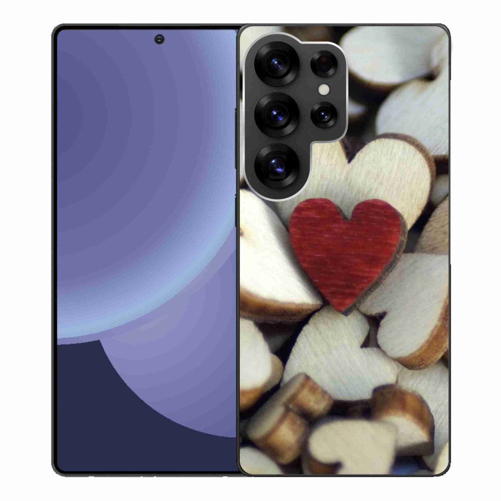 Gélový kryt mmCase na Samsung Galaxy S25 Ultra - gravírované červené srdce