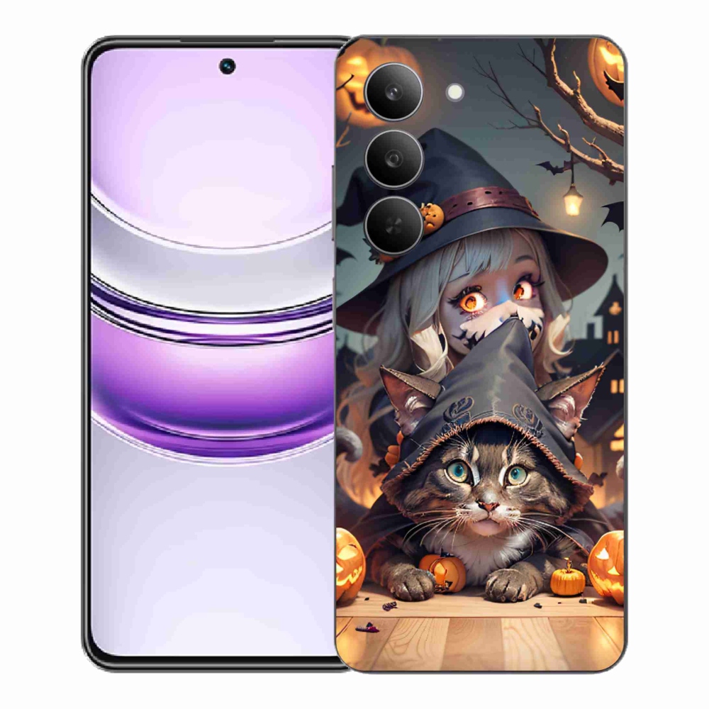 Gélový kryt mmCase na Realme 14x 5G - čarodejnica s mačkou