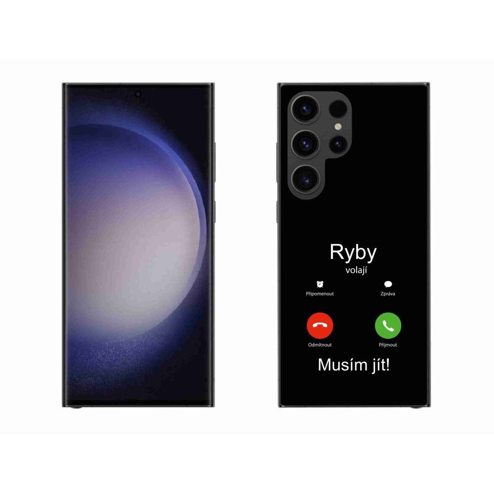 Gélový kryt mmCase na Samsung Galaxy S23 Ultra 5G - ryby volajú čierne pozadie