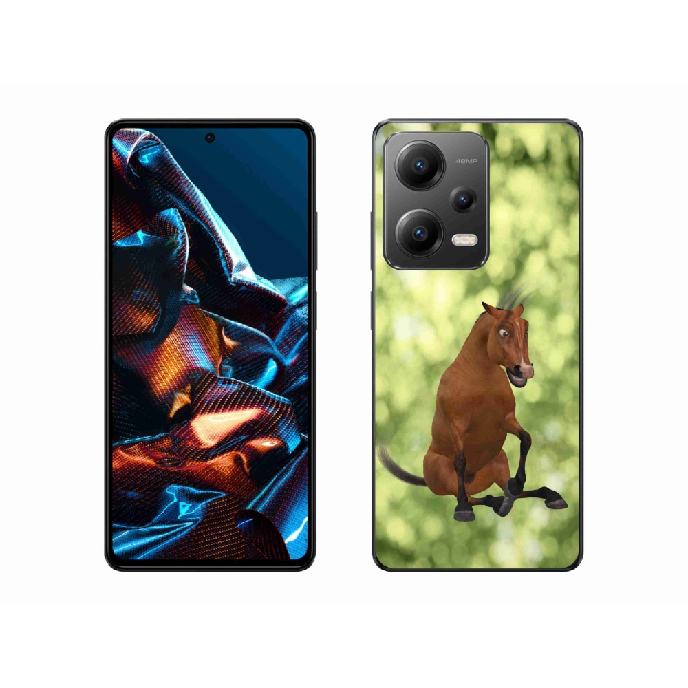 Gélový kryt mmCase na Xiaomi Redmi Note 12 Pro 5G - hnedý kreslený kôň 1