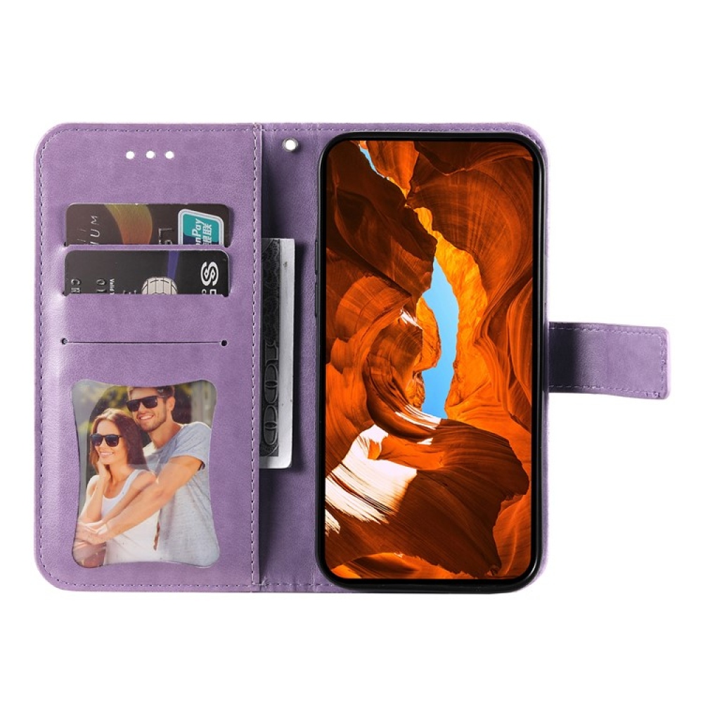 Floral knižkové puzdro na Vivo Y29s 5G - fialové