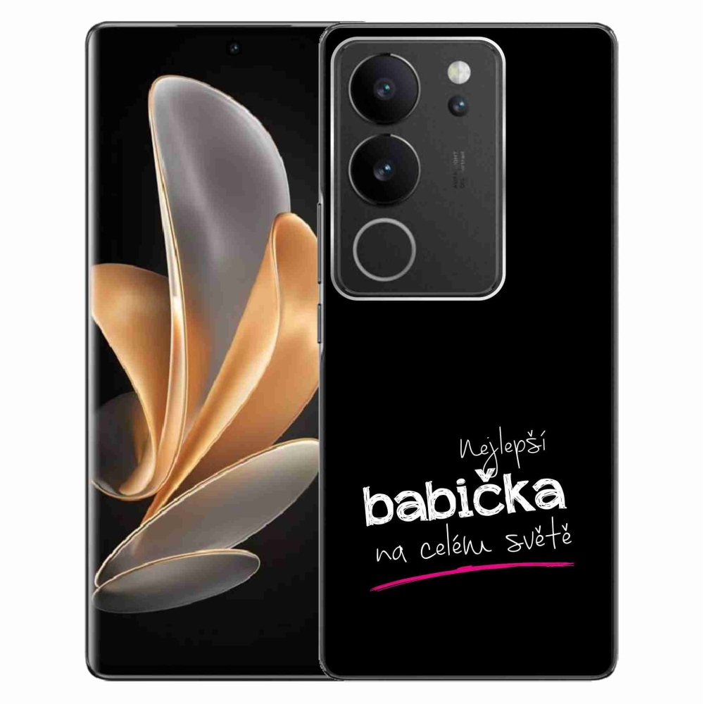 Gélový kryt mmCase na Vivo V29 5G - najlepšia babička 4 čierne pozadie