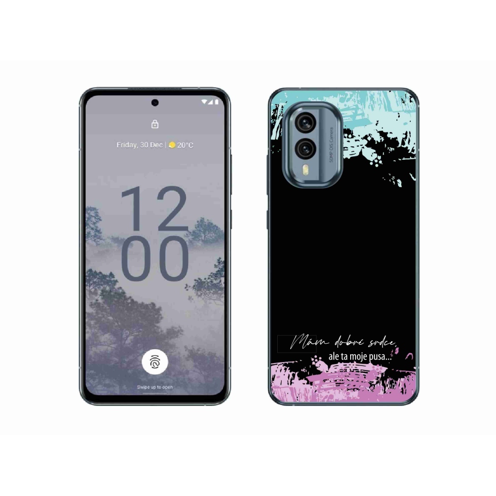 Gélový kryt mmCase na Nokia X30 5G - vtipný text 3 čierne pozadie
