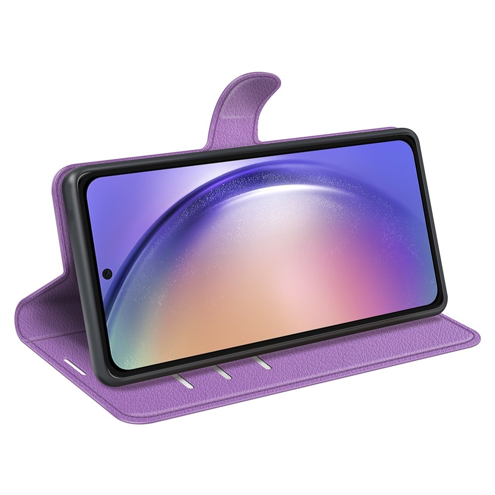Litchi knižkové púzdro na Samsung Galaxy A55 5G - fialové