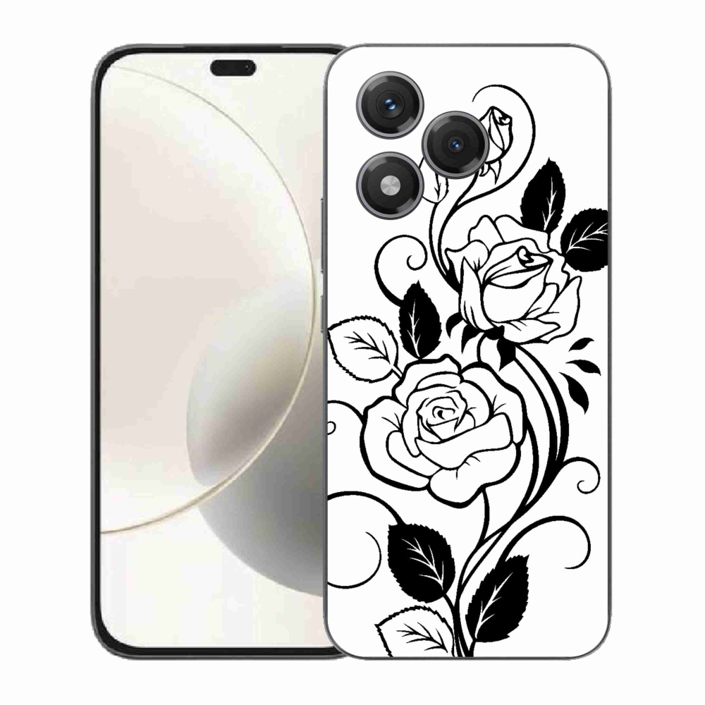 Gélový kryt mmCase na Honor 400 Lite - čiernobiela ruža
