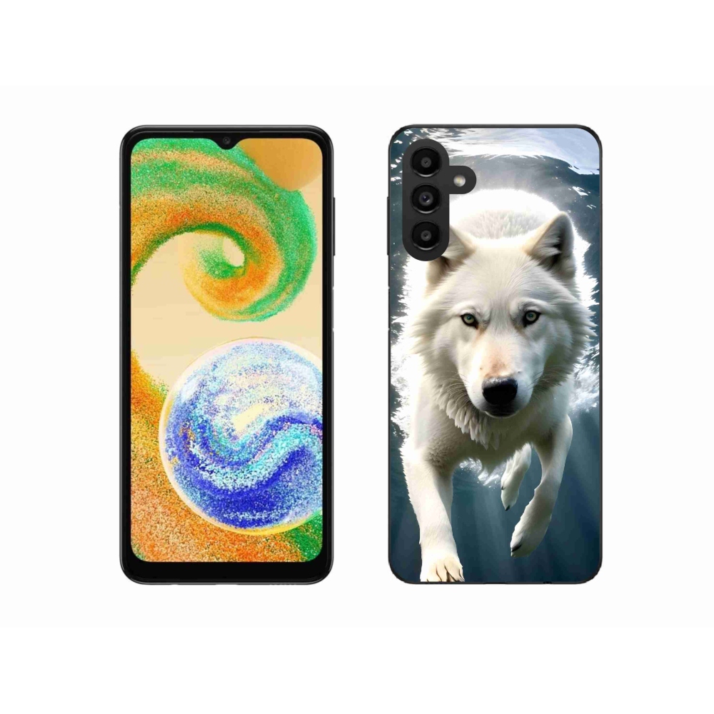 Gélový kryt mmCase na Samsung Galaxy A04s (164.7x76.7x9.1mm) - biely vlk