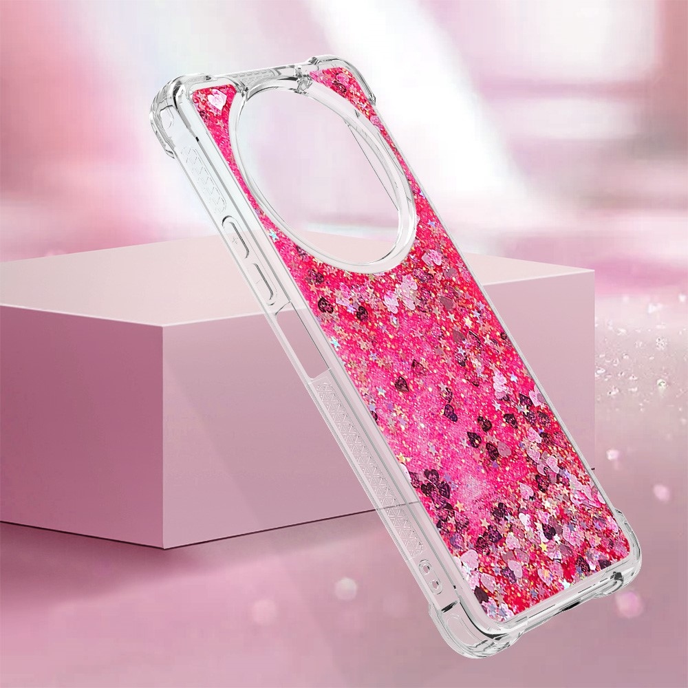 Glitter gélový presýpací obal na Xiaomi Redmi A3 - ružový/srdiečka