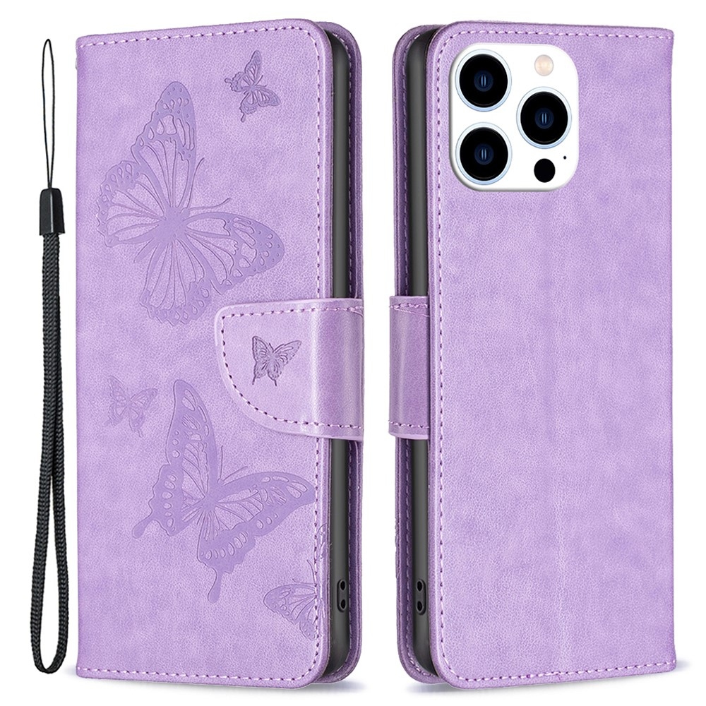 Butterfly knižkové púzdro na iPhone 16 Pro - svetlofialové