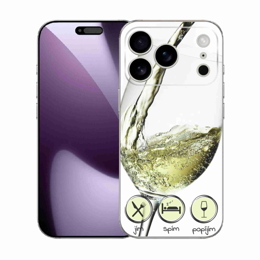 Gélový kryt mmCase na iPhone 17 Pro - pohár vína bielej