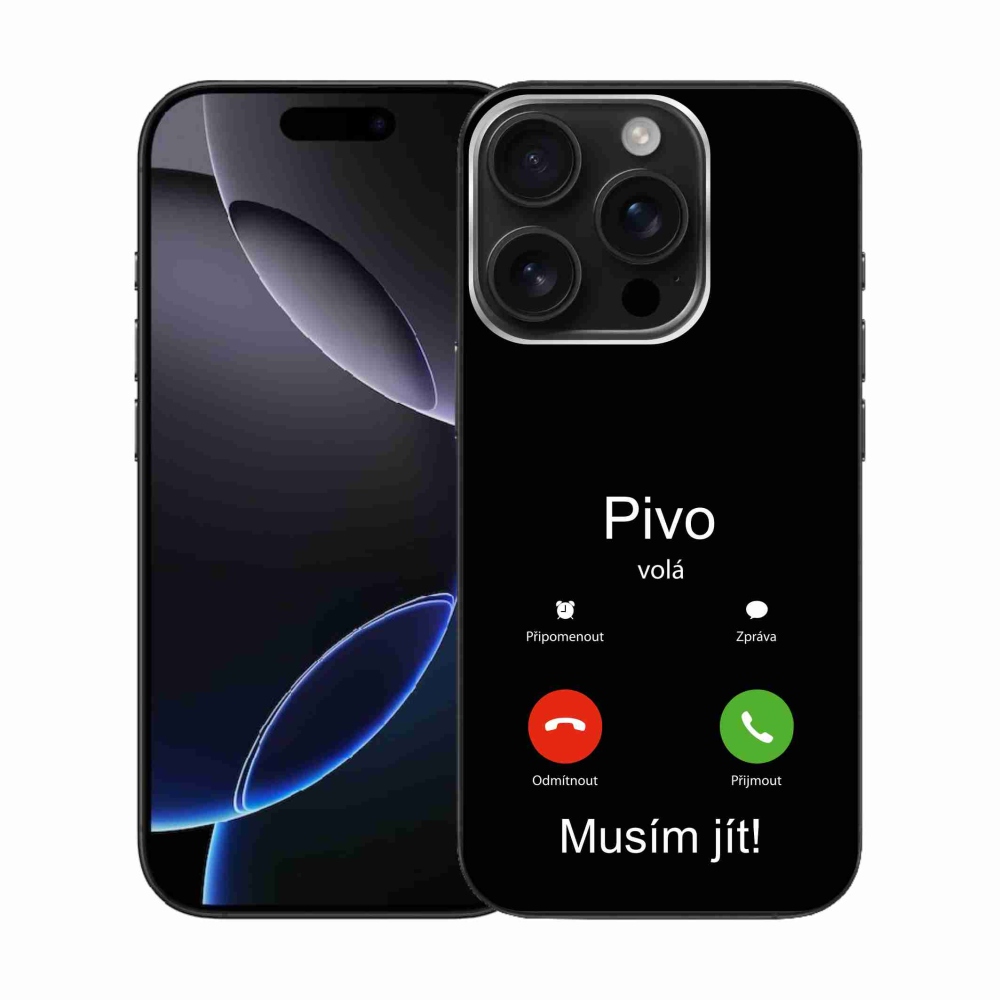 Gélový kryt mmCase na iPhone 16 Pro - pivo volá čierne pozadie