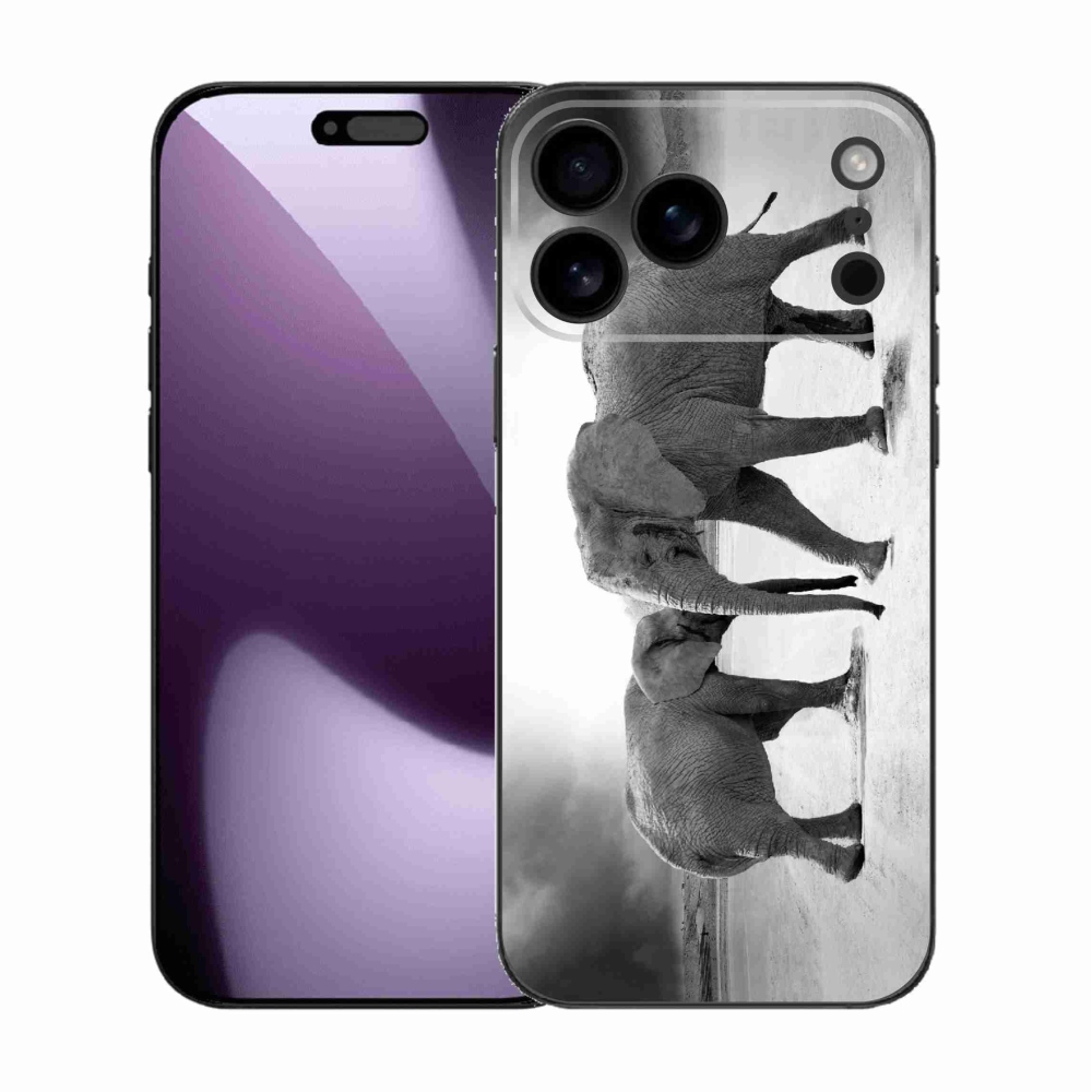 Gélový kryt mmCase na iPhone 17 Pro Max - čiernobieli slony