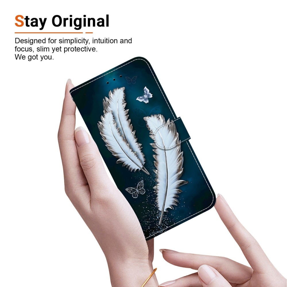 Versatile knižkové púzdro na Samsung Galaxy A06 4G - biela pierka
