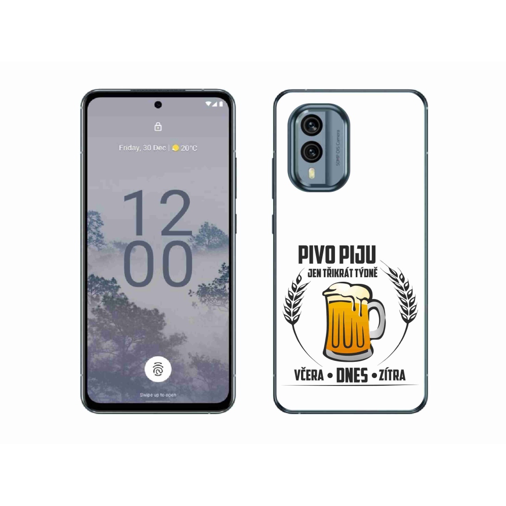 Gélový kryt mmCase na Nokia X30 5G - pivný motív biele pozadie