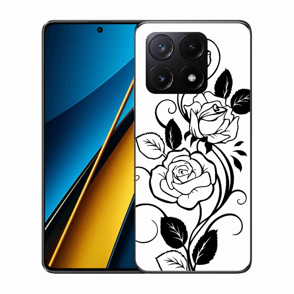 Gélový kryt mmCase na Xiaomi Poco X6 Pro 5G - čiernobiela ruža