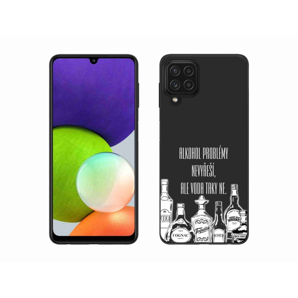 Gélový kryt mmCase na Samsung Galaxy A22 4G - vtipný text čierne pozadie