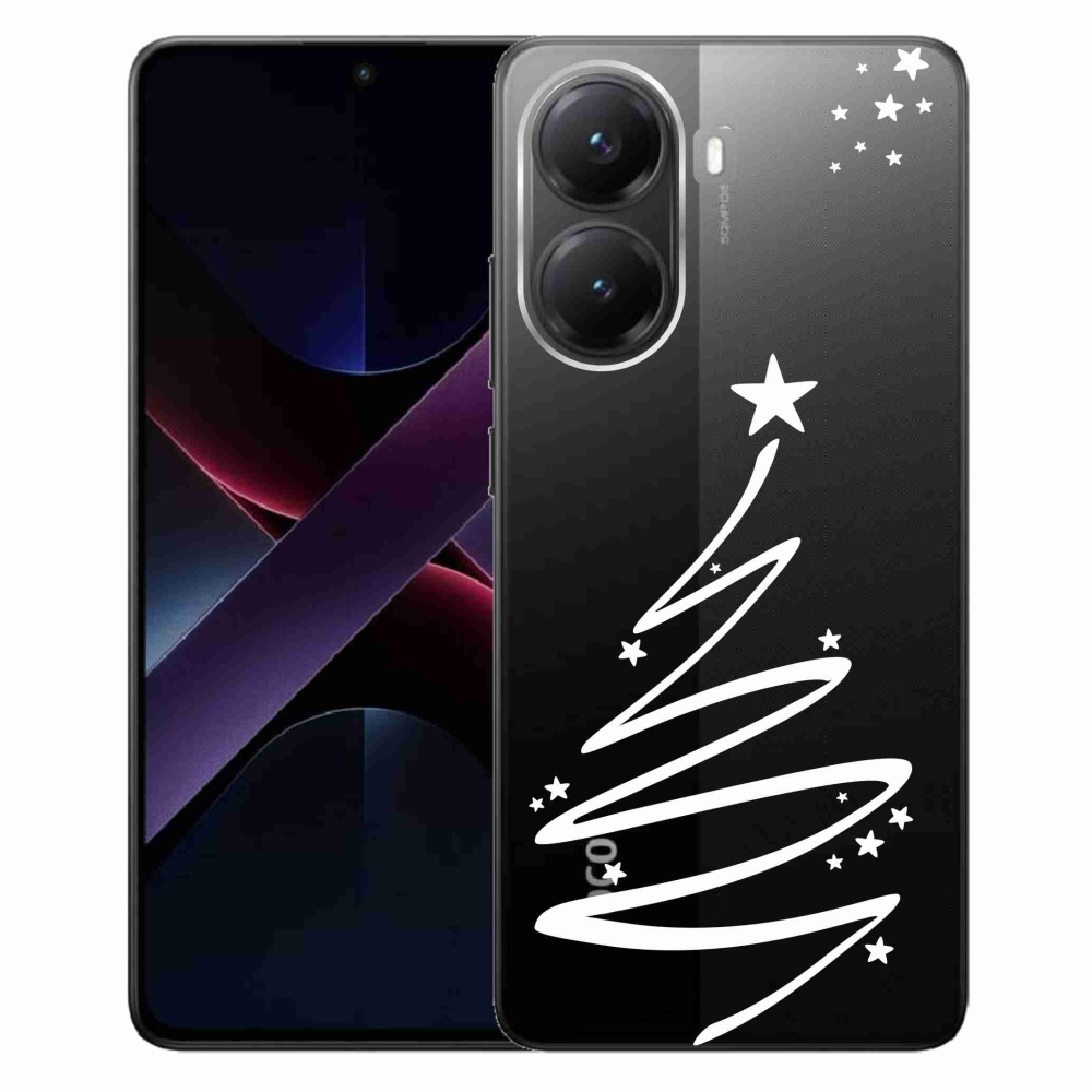 Gélový kryt mmCase na Xiaomi Poco X7 Pro 5G - biely stromček na priehľadnom pozadí