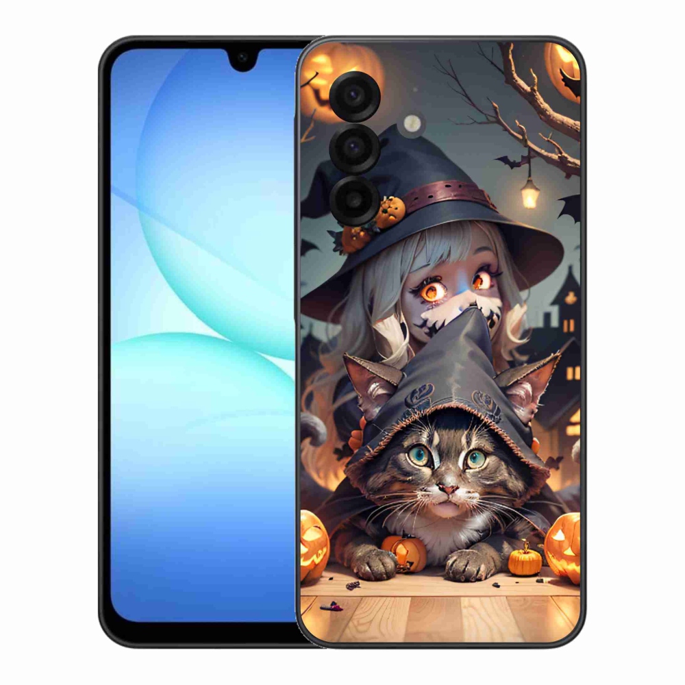 Gélový kryt mmCase na Samsung Galaxy A17 5G - čarodejnica s mačkou