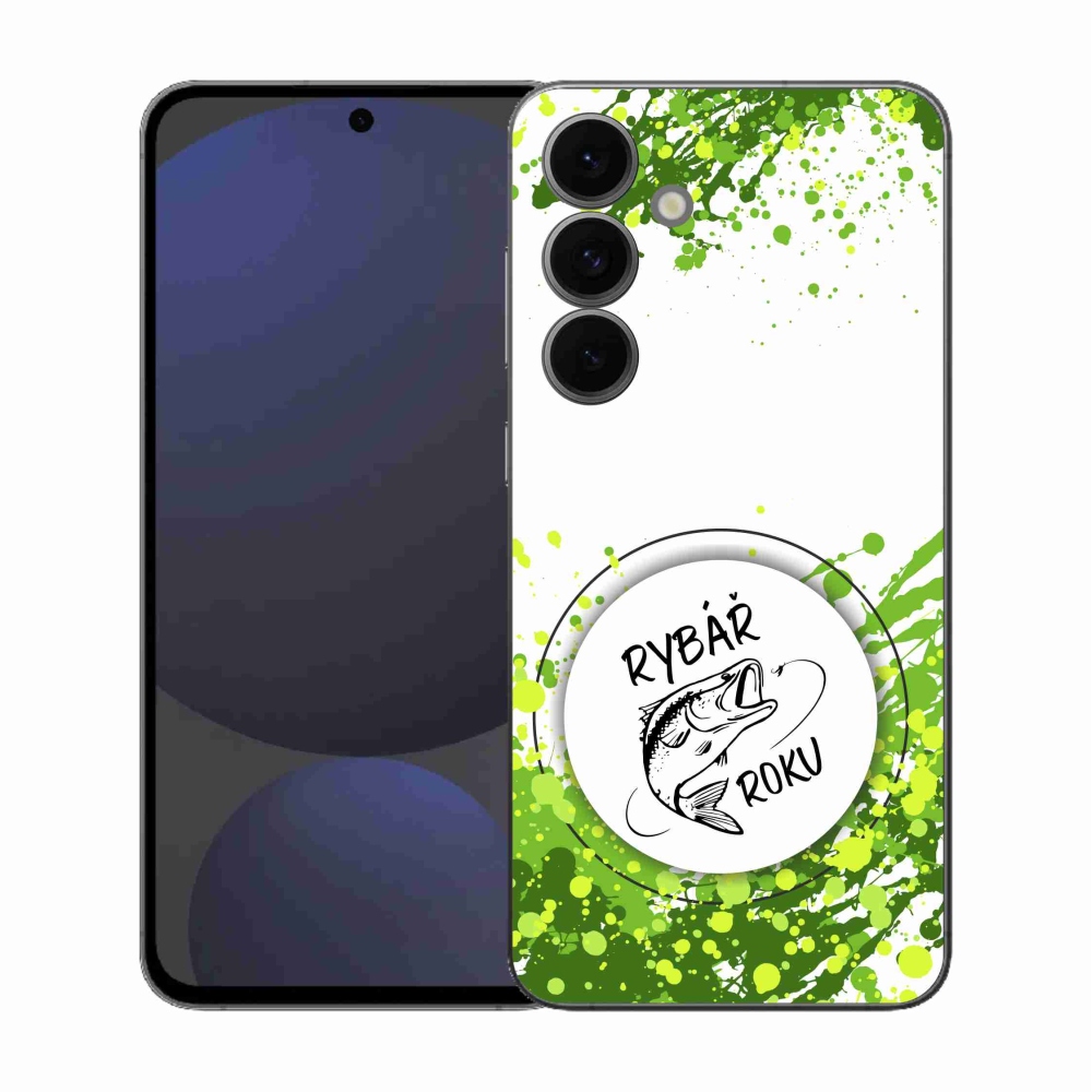 Gélový kryt mmCase na Samsung Galaxy S25 FE - rybár roka biele pozadie
