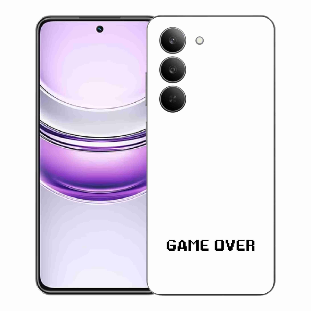Gélový kryt mmCase na Realme 14x 5G - game over biele pozadie