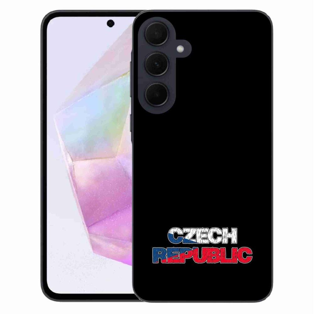 Gélový kryt mmCase na Samsung Galaxy A35 5G - Czech Republic čierne pozadie