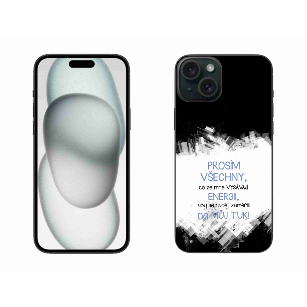 Gélový kryt mmCase na iPhone 15 Plus - vtipný text 1 modrý