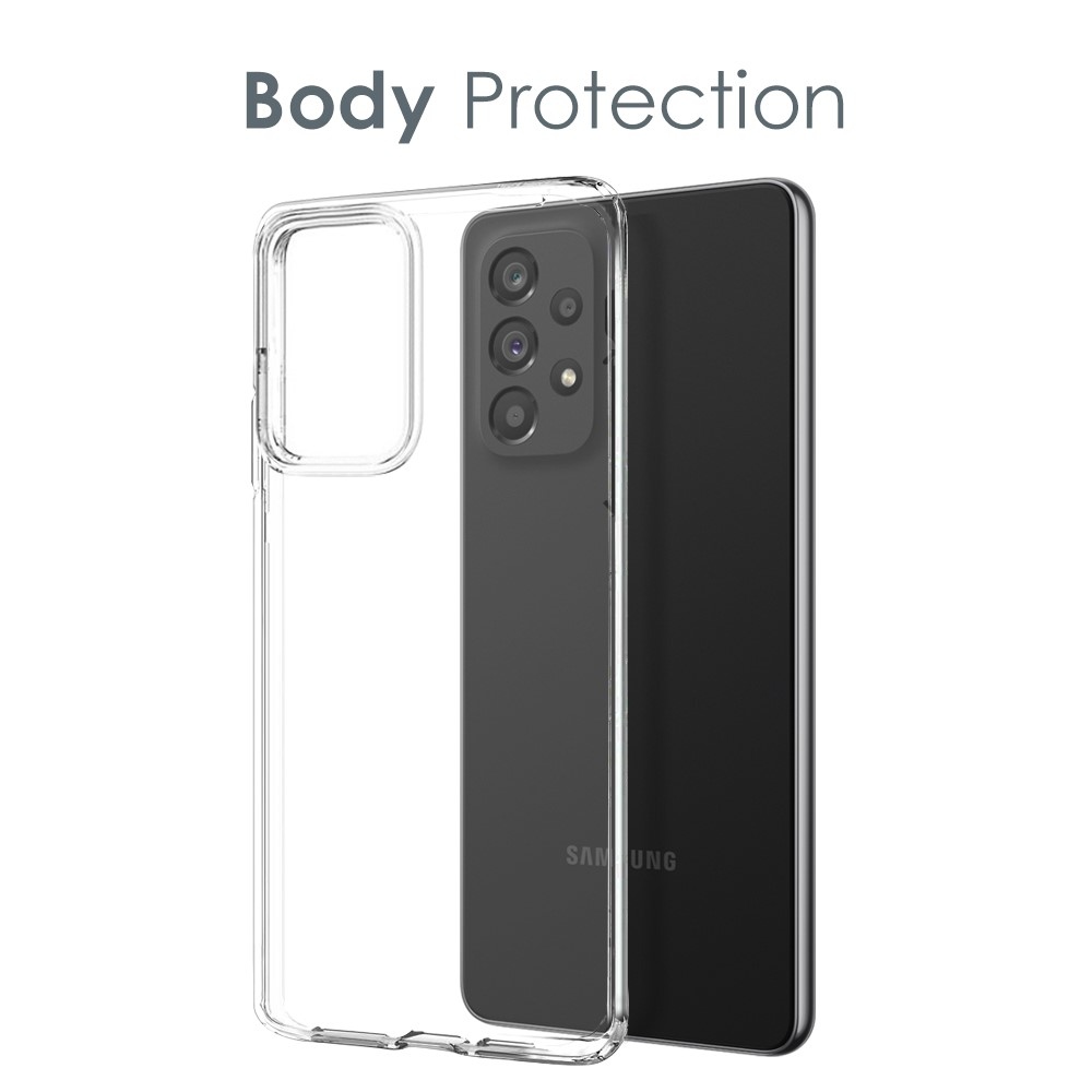 NORTHJO priehľadný gélový obal + tvrdené sklo na Samsung Galaxy A53 5G - priehľadný