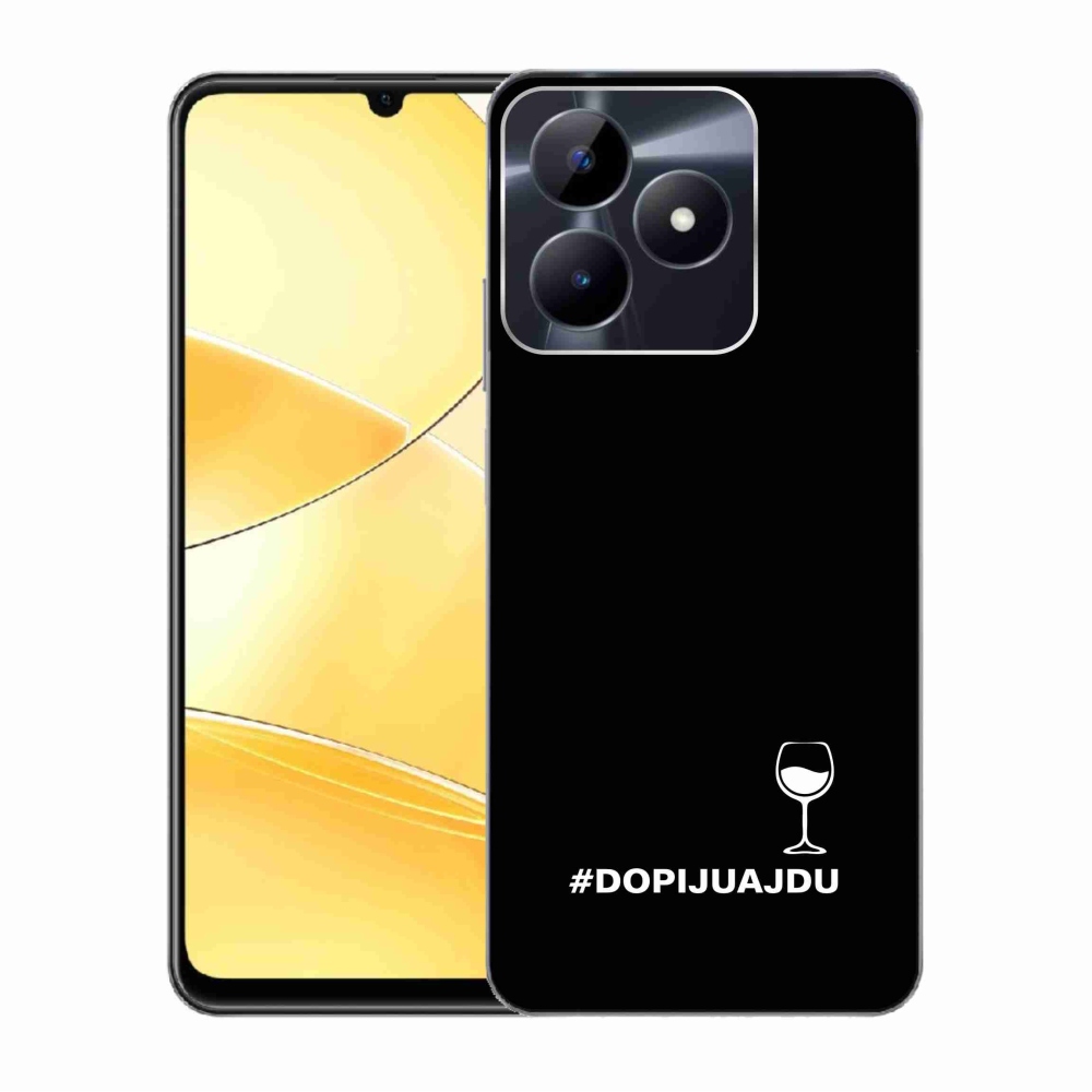 Gélový kryt mmCase na Realme C51/C53 - vínny motív čierne pozadie