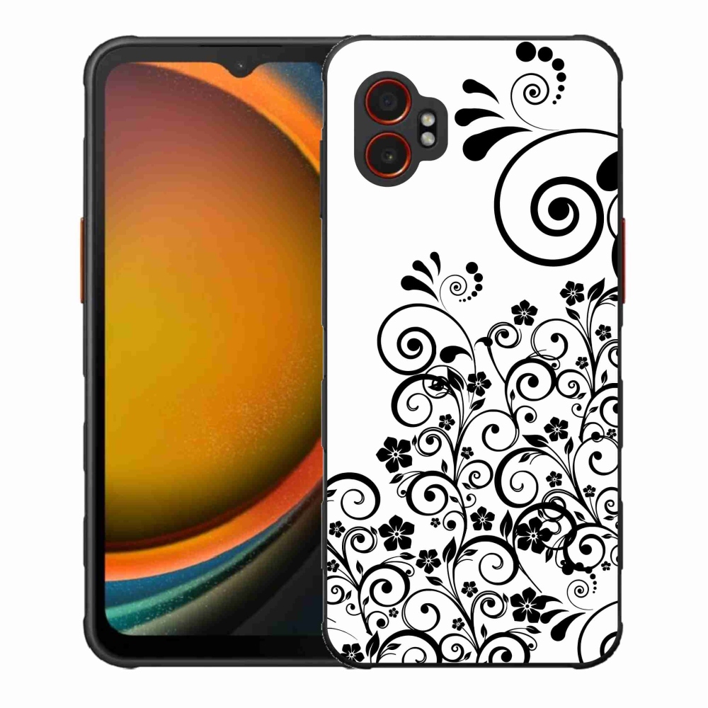 Gélový kryt mmCase na Samsung Galaxy Xcover 7 Pro - čiernobiele kvetinové vzory