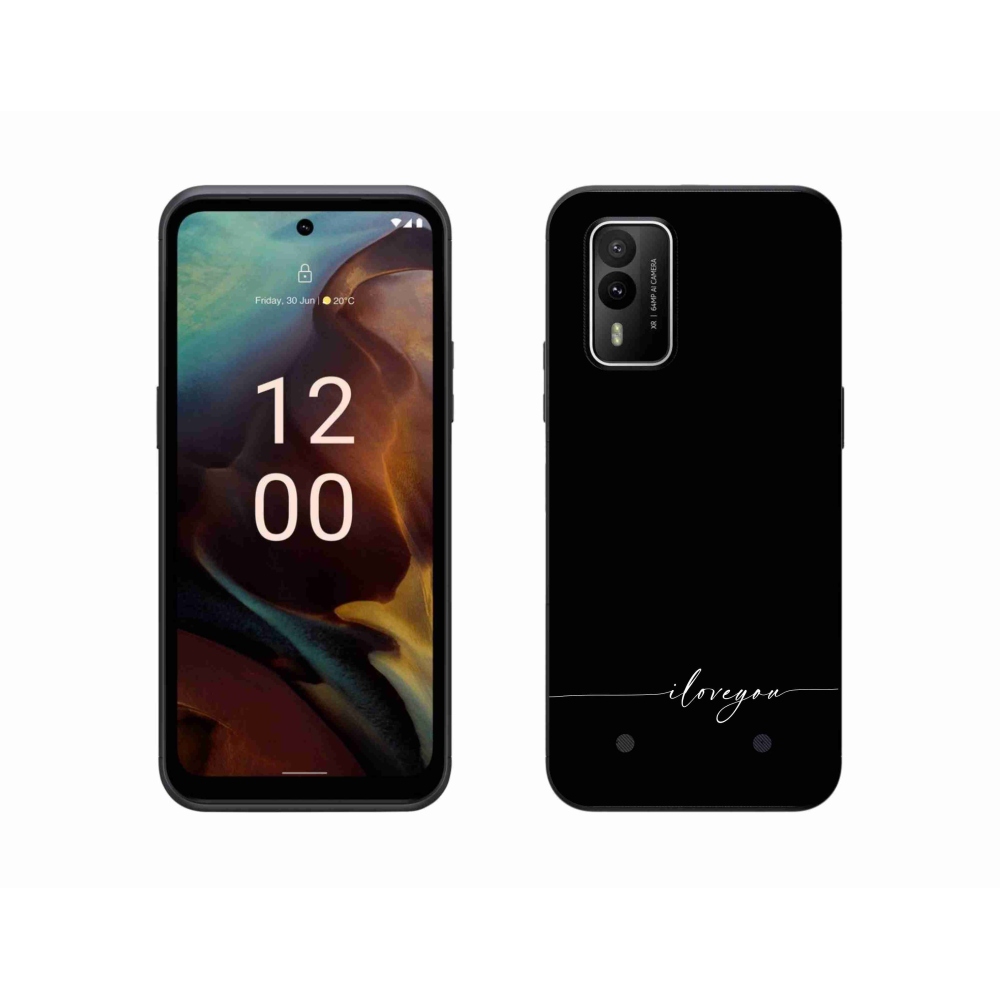 Gélový kryt mmCase na Nokia XR21 - I love you čierne pozadie