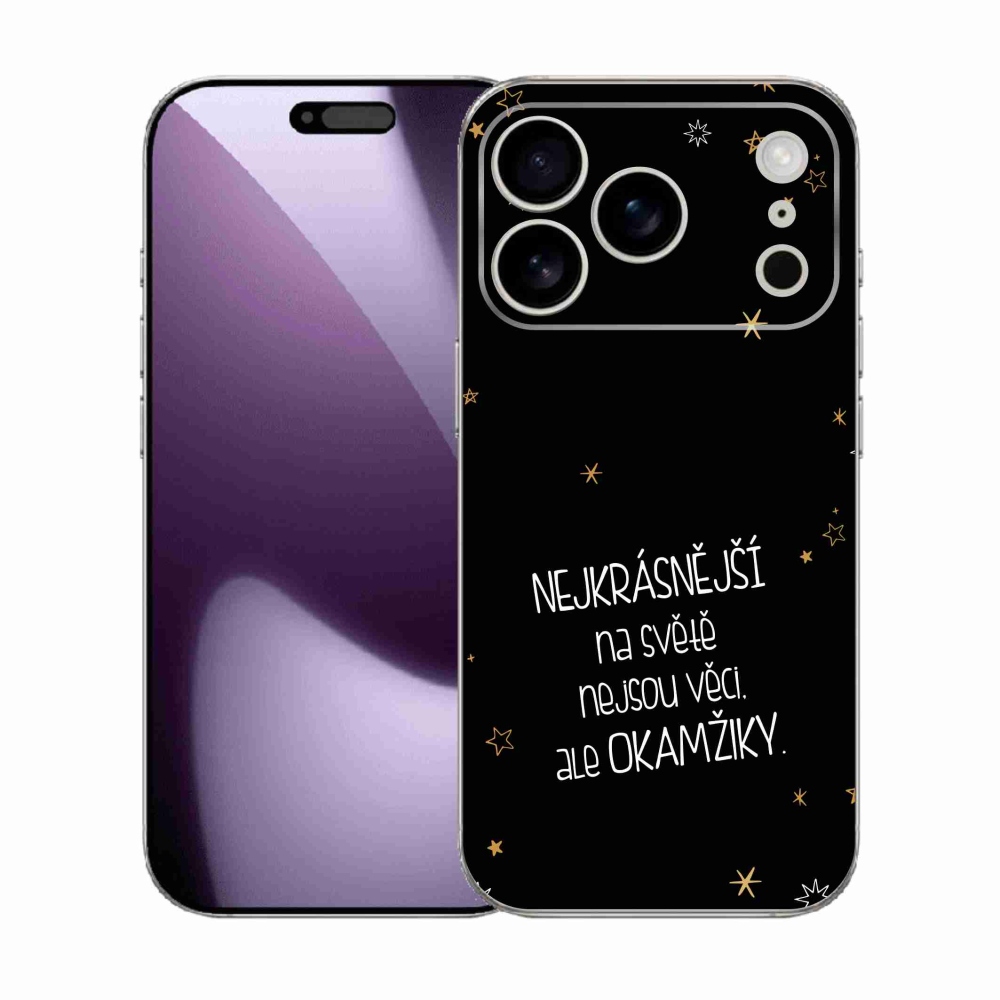 Gélový kryt mmCase na iPhone 17 Pro - citát 4 čierne pozadie