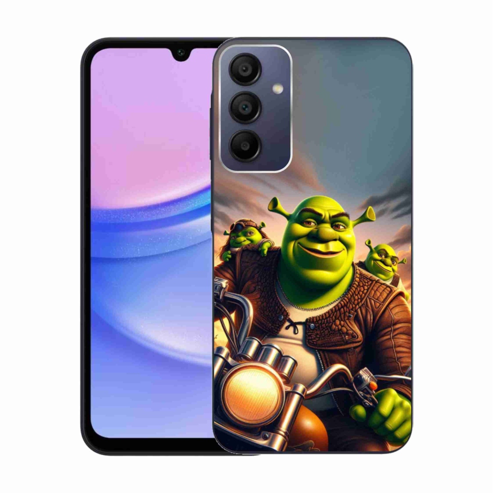 Gélový kryt mmCase na Samsung Galaxy A15 4G/5G - shrek na motorke