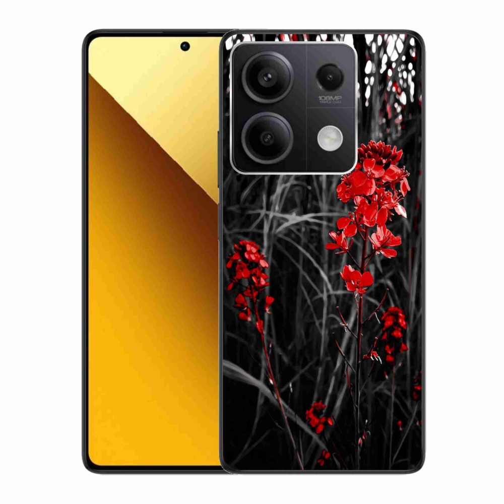 Gélový kryt mmCase na Xiaomi Redmi Note 13 5G - červená rastlina