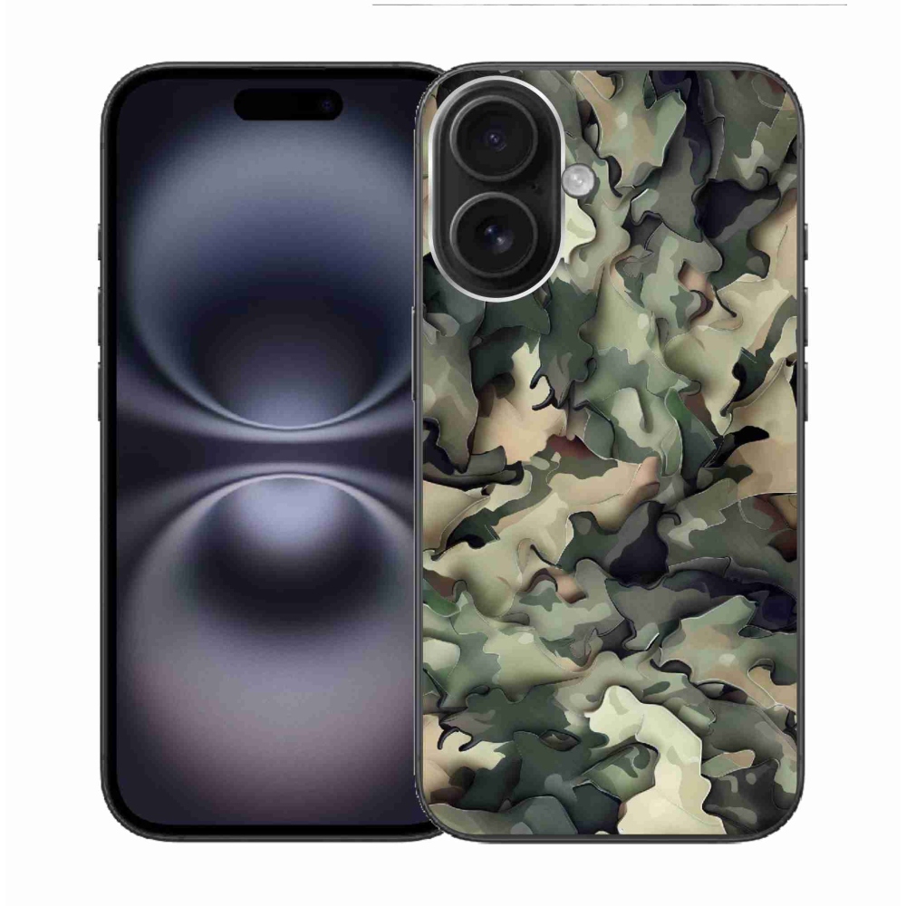 Gélový kryt mmCase na iPhone 16 - maskáčový vzor 9