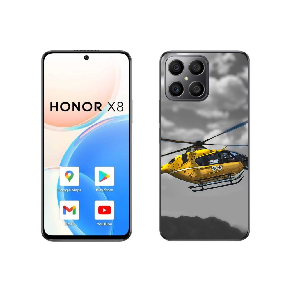 Gélový kryt mmCase na Honor X8 4G - žltá helikoptéra