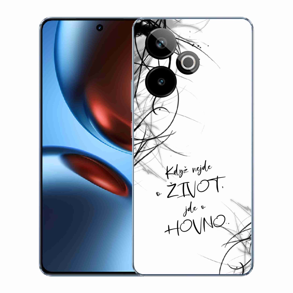 Gélový kryt mmCase na Realme GT 7 5G/GT 7T 5G - vtipný text 16 biele pozadie