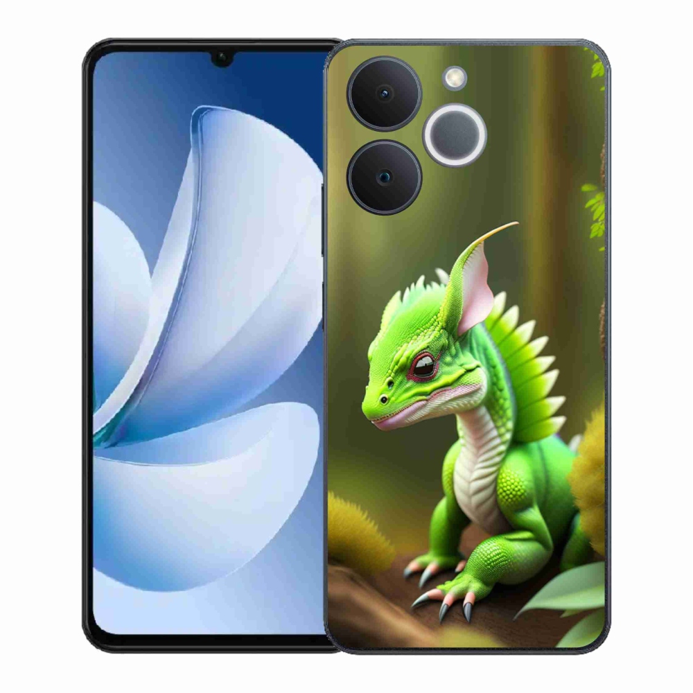 Gélový kryt mmCase na Realme Note 70T - zelený dráčik