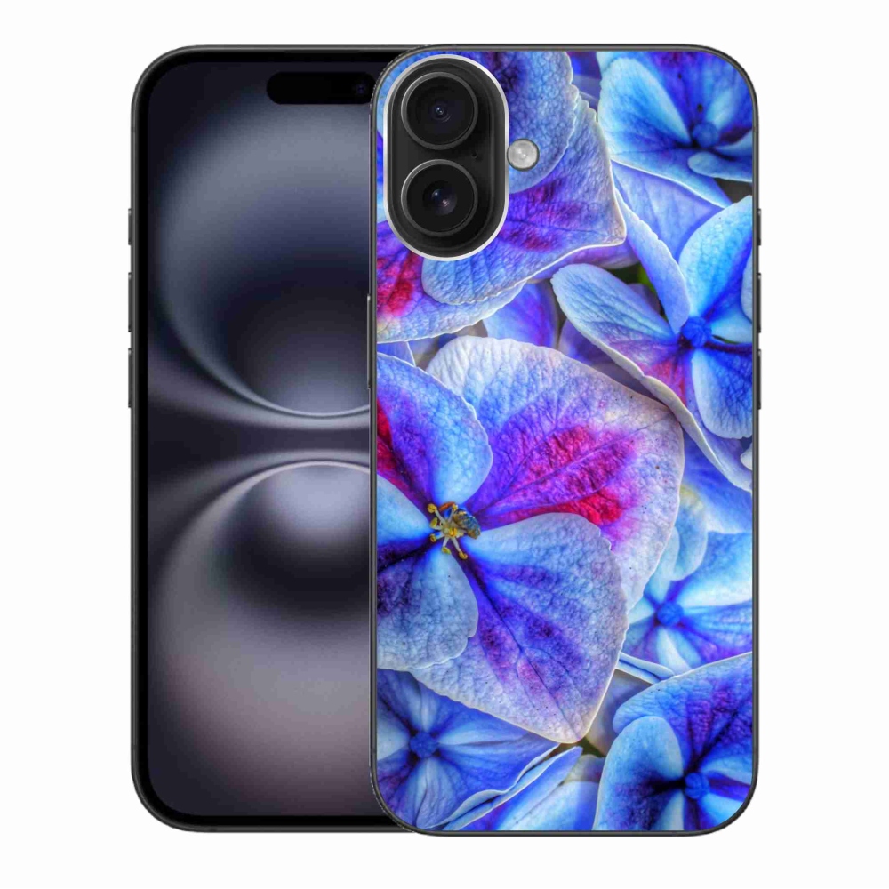 Gélový kryt mmCase na iPhone 16 Plus - modré kvety 1