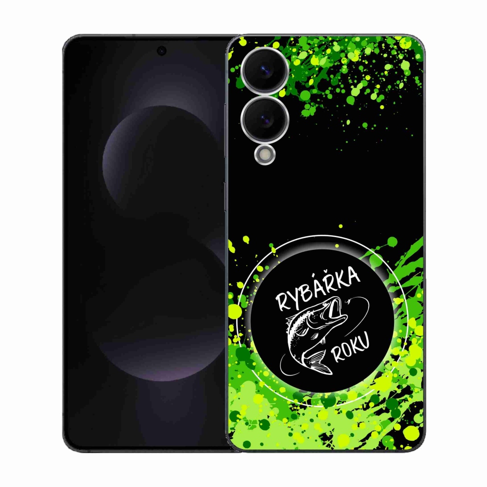 Gélový kryt mmCase na Samsung Galaxy S25 Edge - rybárka roku čierne pozadie