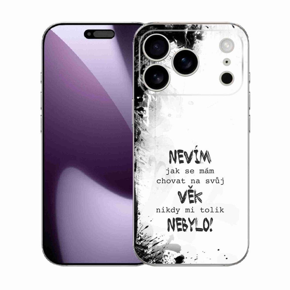 Gélový kryt mmCase na iPhone 17 Pro - vtipný text 14 biele pozadie