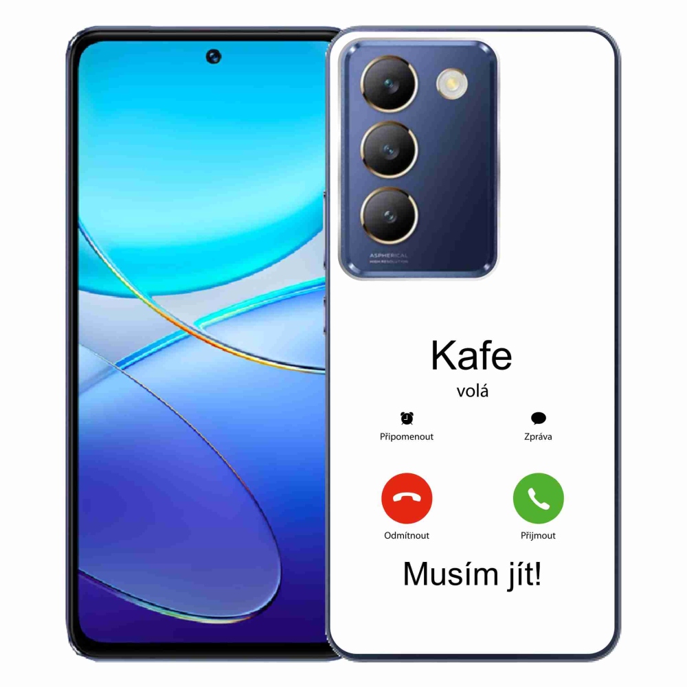 Gélový kryt mmCase na Vivo V40 SE 4G/5G - káva volá biele pozadie