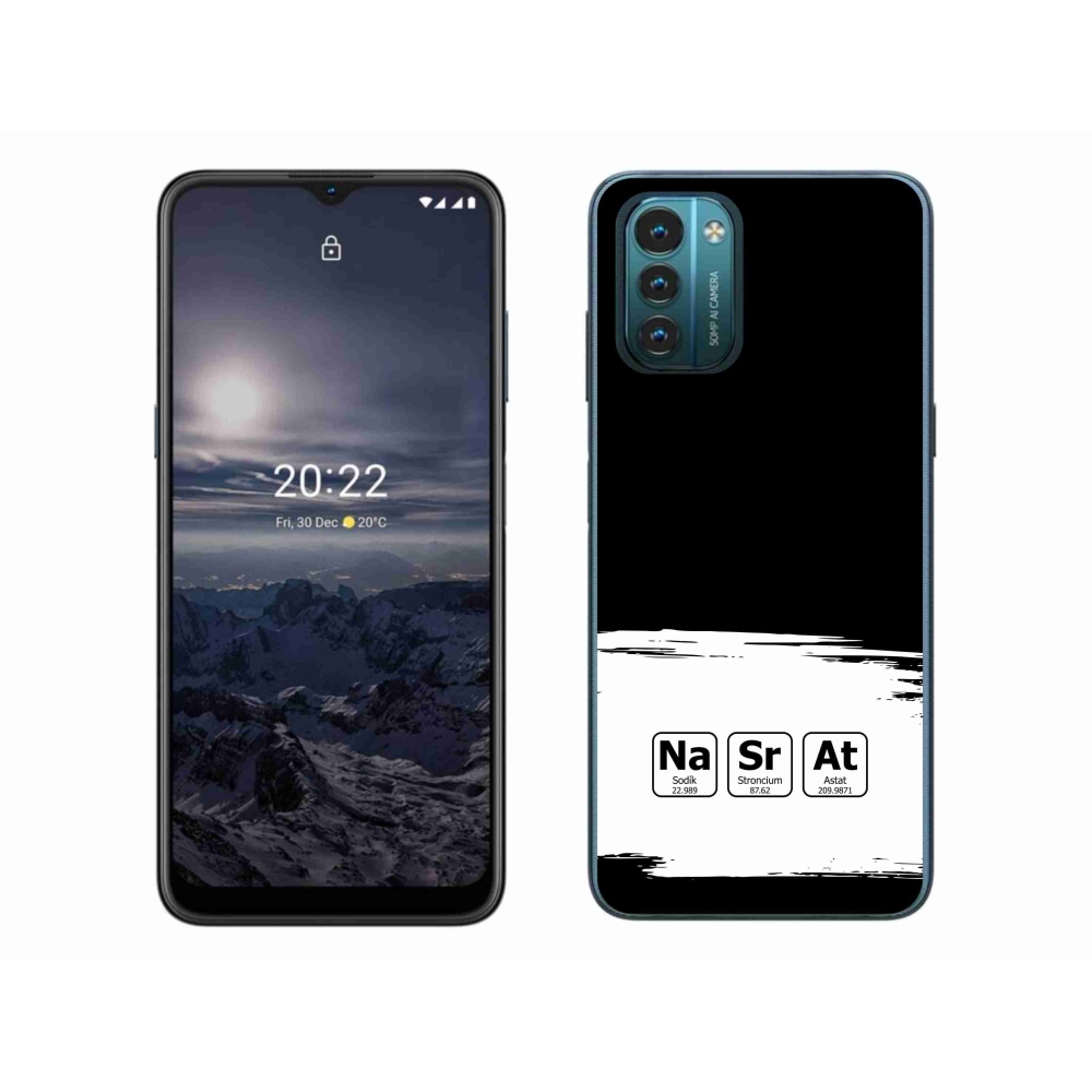 Gélový kryt mmCase na Nokia G11/G21 - chemické prvky bieločierne pozadie