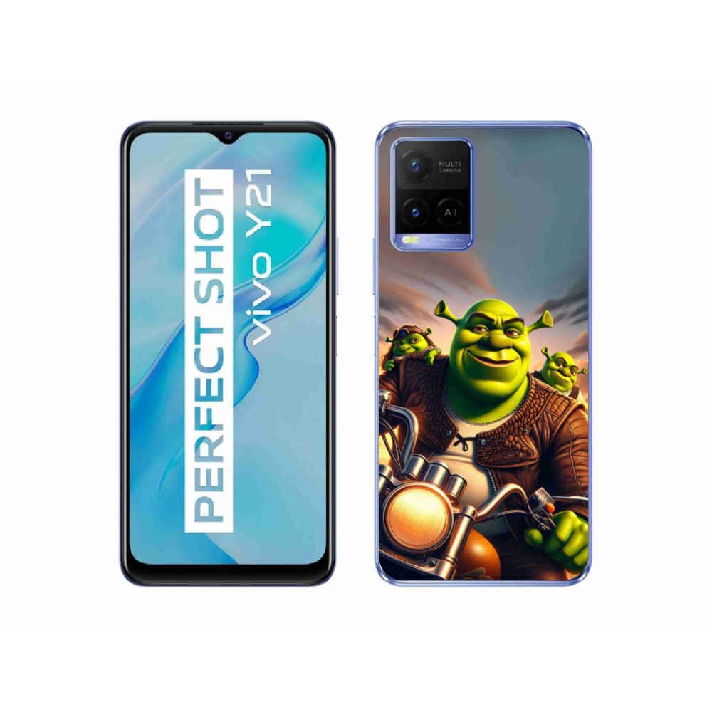 Gélový kryt mmCase na Vivo Y21/Y21s/Y33s - shrek na motorke